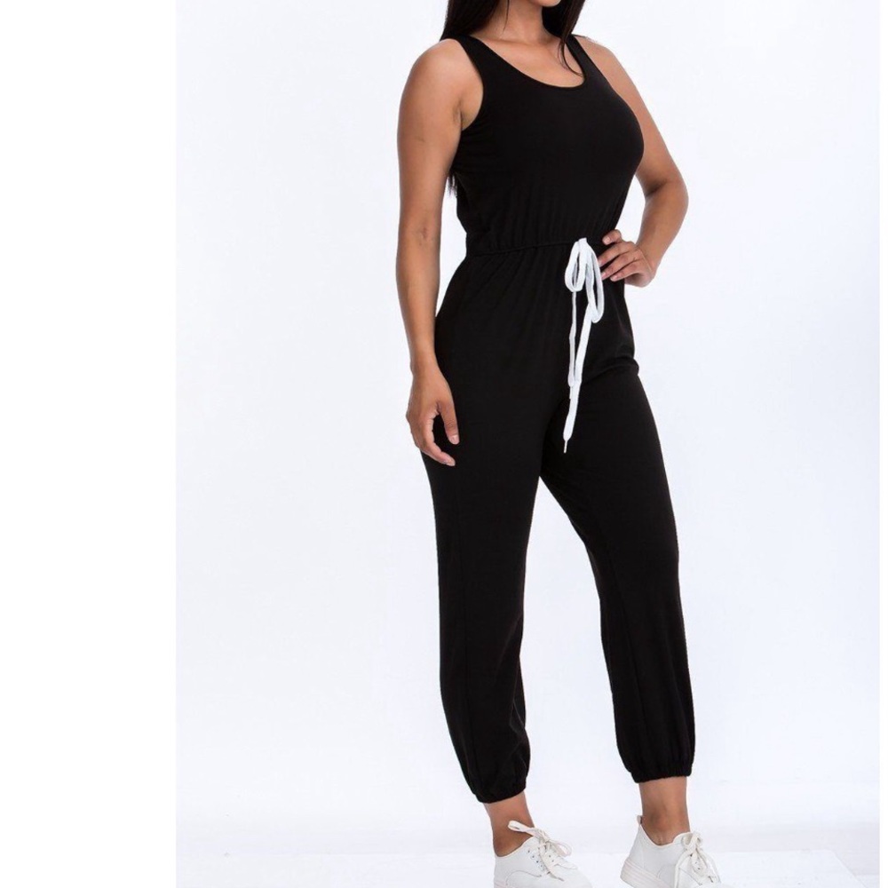 Boutique Casual/Comfy Black Jogger Jumpsuit